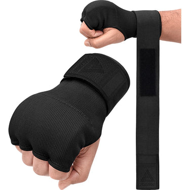 RDX IS Gel Padded Inner Gloves Hook & Loop Wrist Strap For Knuckle Protection OEKO-TEX® Standard 100 Certified#color_full-black
