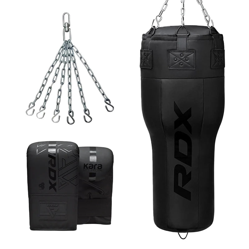 RDX 3-in-1 Angle Punch Bag Full Black with Gloves Set – RDX Sports
