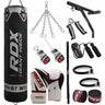RDX X1 Black 4ft Filled 17pc Punch Bag with 12oz Gloves