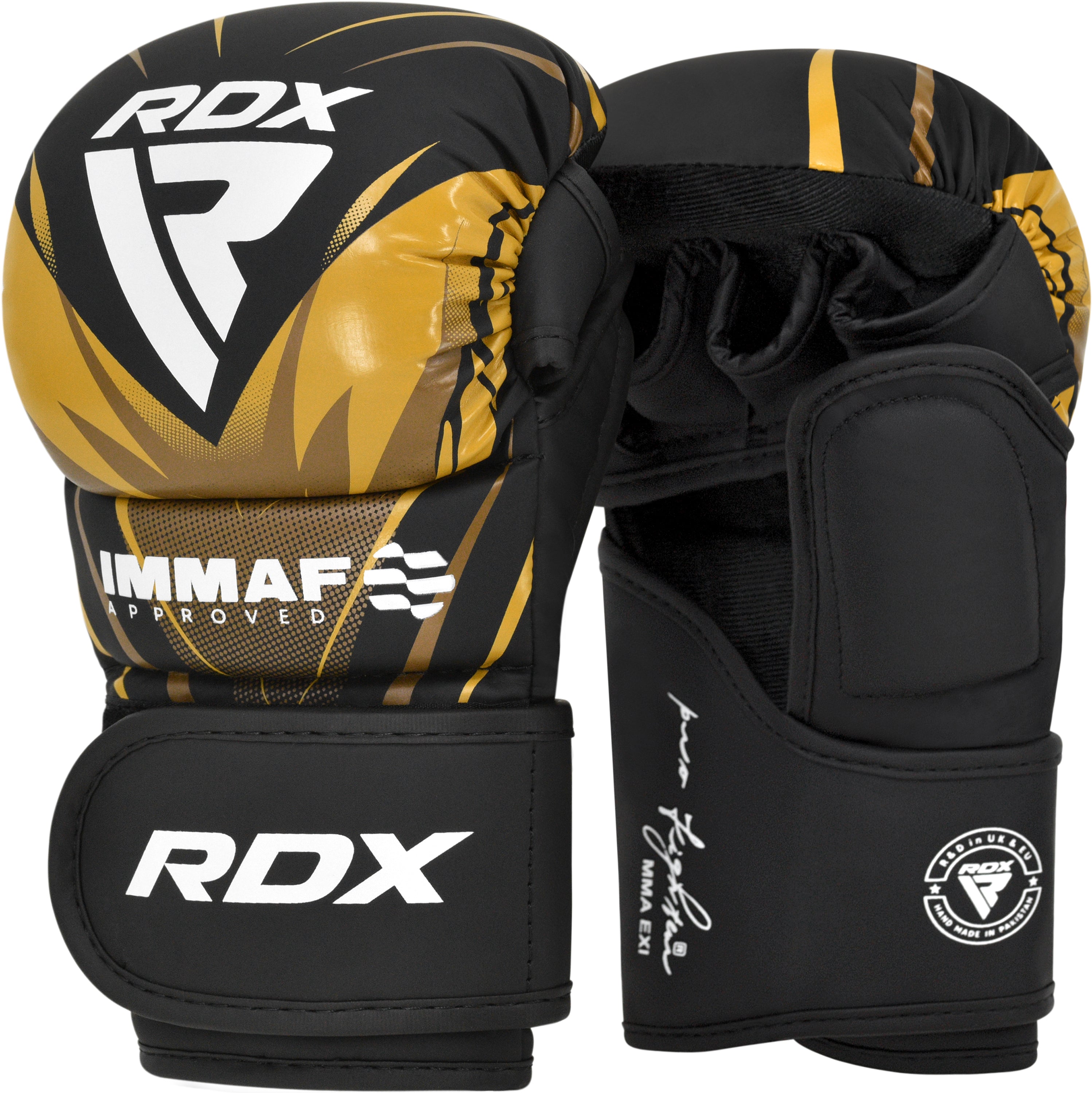 RDX IMMAF Approved Shooter Grappling Gloves GOLDEN