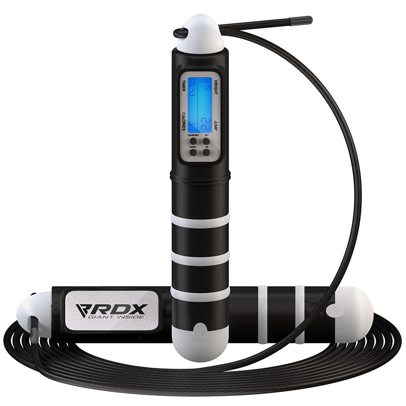 RDX Digital Calorie Burn & Workout Counter 10.3ft Adjustable Skipping Rope#color_black