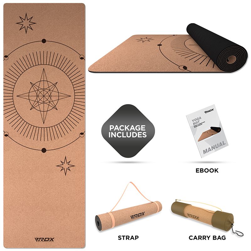 RDX D6 4-in-1 6mm Cork Yoga Mat