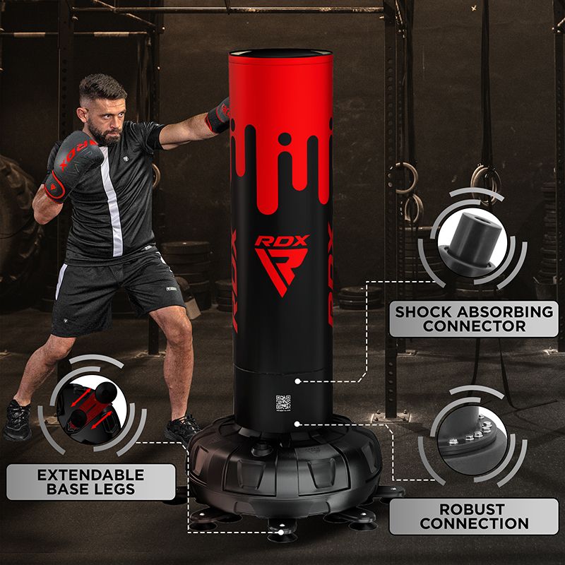 RDX F9 6FT  ADULTS FREE STANDING PUNCH BAG WITH BAG MITTS FOR TRAINING & WORKOUT SET#color_red