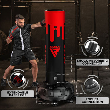 RDX F9 6FT ADULTS FREE STANDING PUNCH BAG WITH BAG MITTS FOR TRAINING & WORKOUT SET#color_red