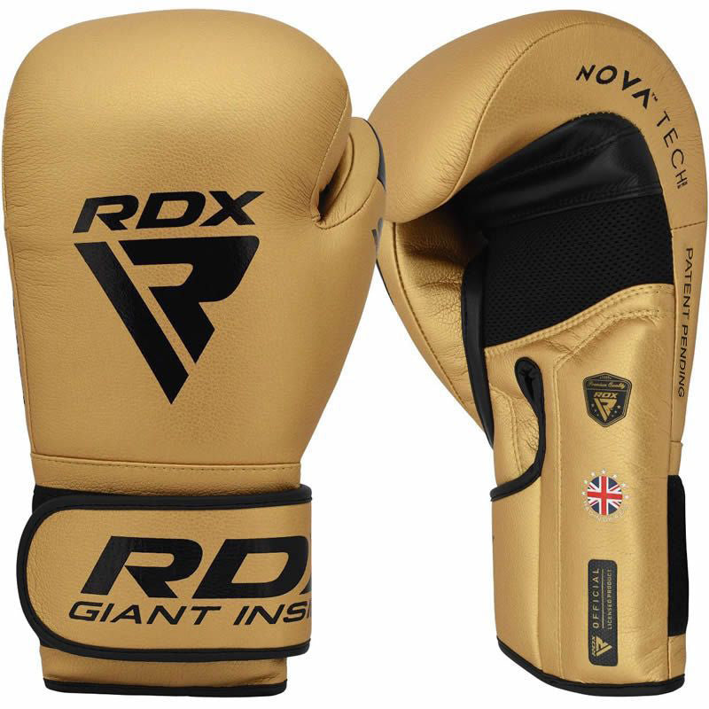Nova Tech by RDX S8 16oz Golden Leather Boxing Gloves