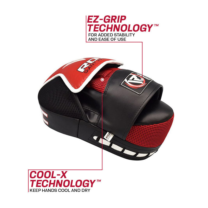 RDX T2 Curved Boxing Training Punch Mitts Red / Black