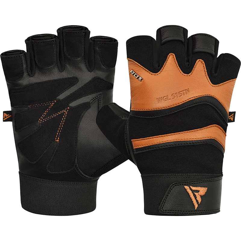 RDX S15 Leather Gym Fitness Gloves#color_tan