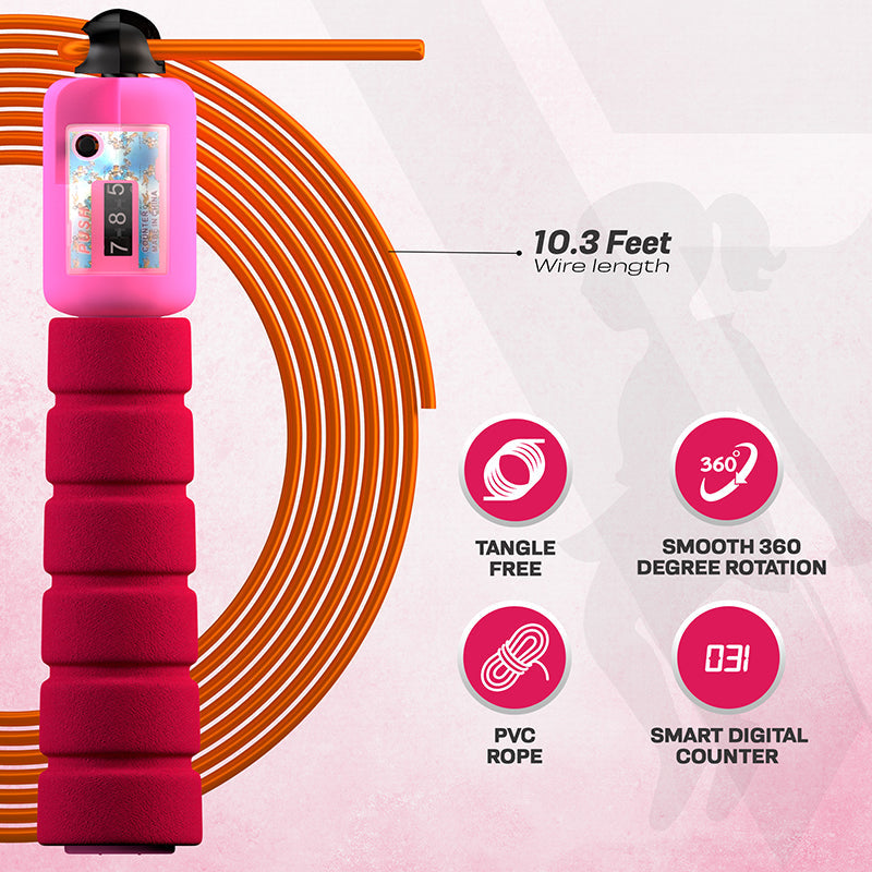 RDX FP Kids Adjustable Skipping Rope with Counter#color_red