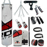 RDX white red punch bag with wall bracket