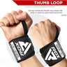 RDX W3 IPL USPA Approved Powerlifting Wrist Support Wraps with Thumb Loops OEKO-TEXÂ®Â Standard 100 certified#color_grey