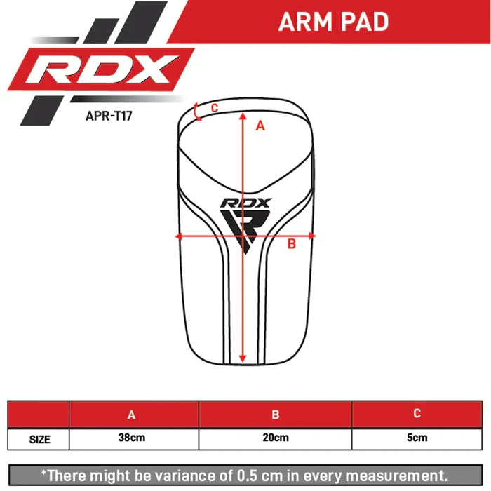 RDX Arm Pad Aura Plus T-17 Size Chart