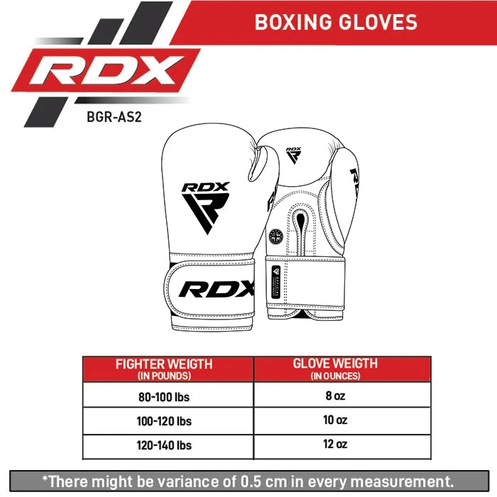 RDX Amateur Competition Gloves Size Chart