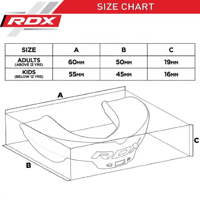 RDX 3w Mouth Guard Size Chart
