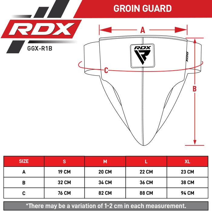 RDX R1 Martial Arts Groin Guard Size Chart