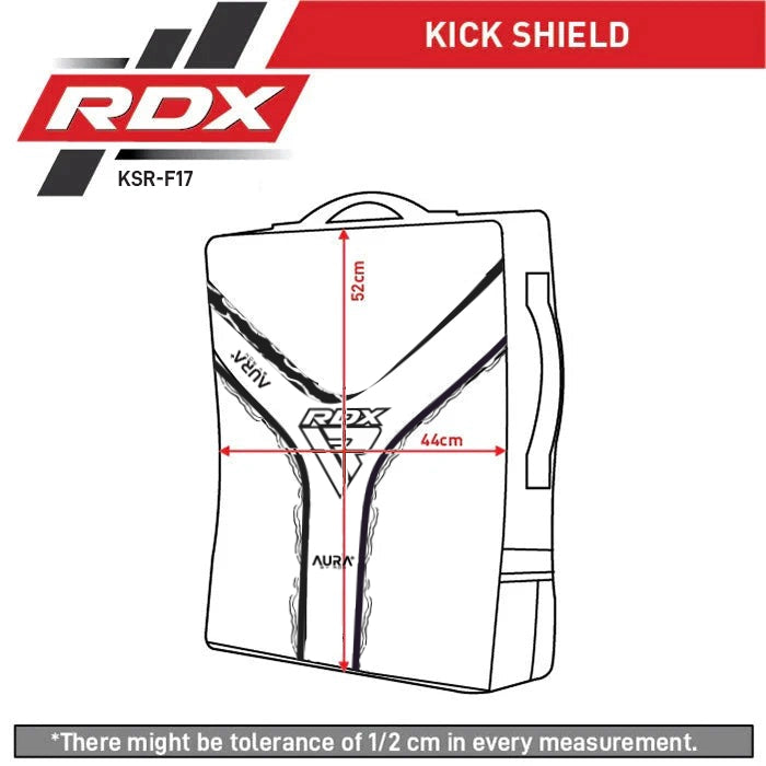 RDX Kick Shield Aura F-17 Size Chart