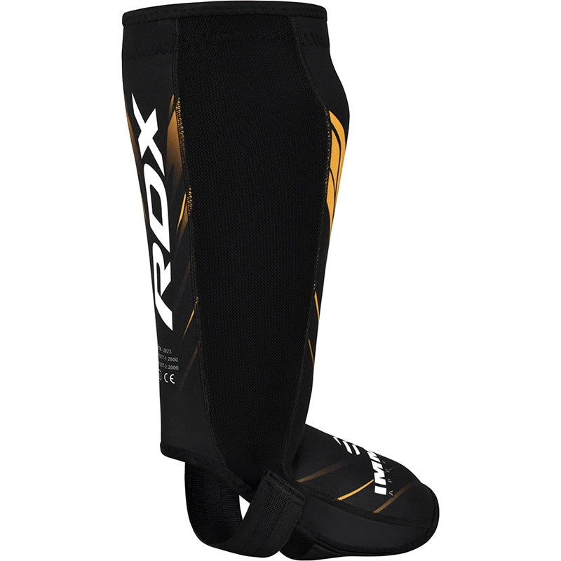 RDX IMMAF Approved Neoprene Shin Instep Guards Golden