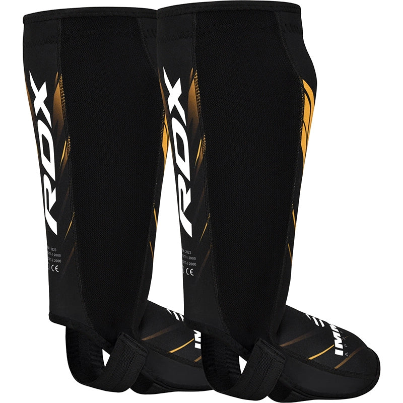 RDX IMMAF Approved Neoprene Shin Instep Guards Golden