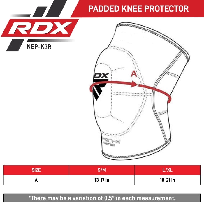RDX K3 Padded Knee Protector Size Chart
