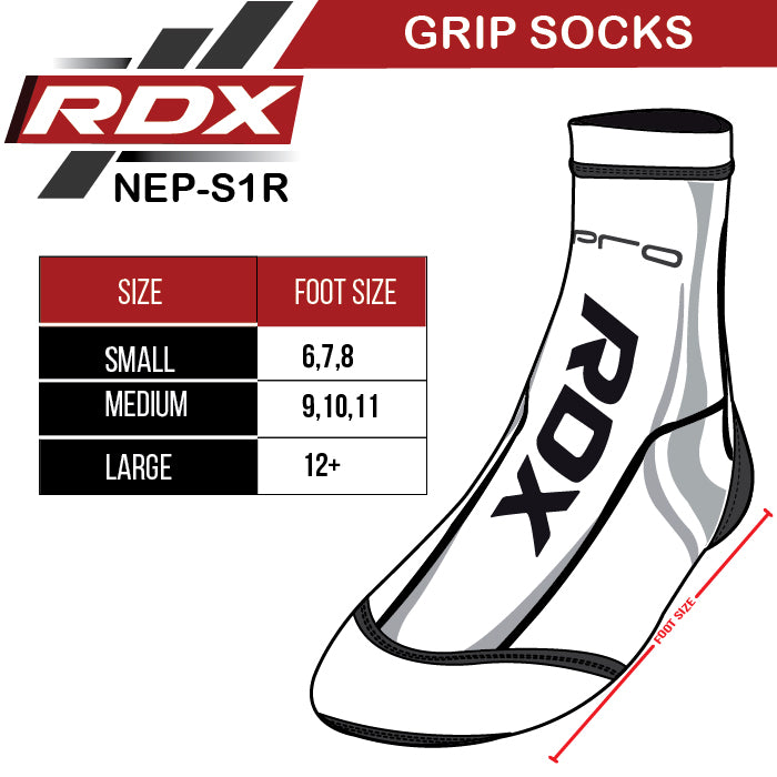 RDX MMA Socks with Grip for Boxing Yoga, Non Slip Ankle Support Anti-Skid  Pilates Barre Workout, Stretchable Neoprene Slipper Socks, Red, Medium 