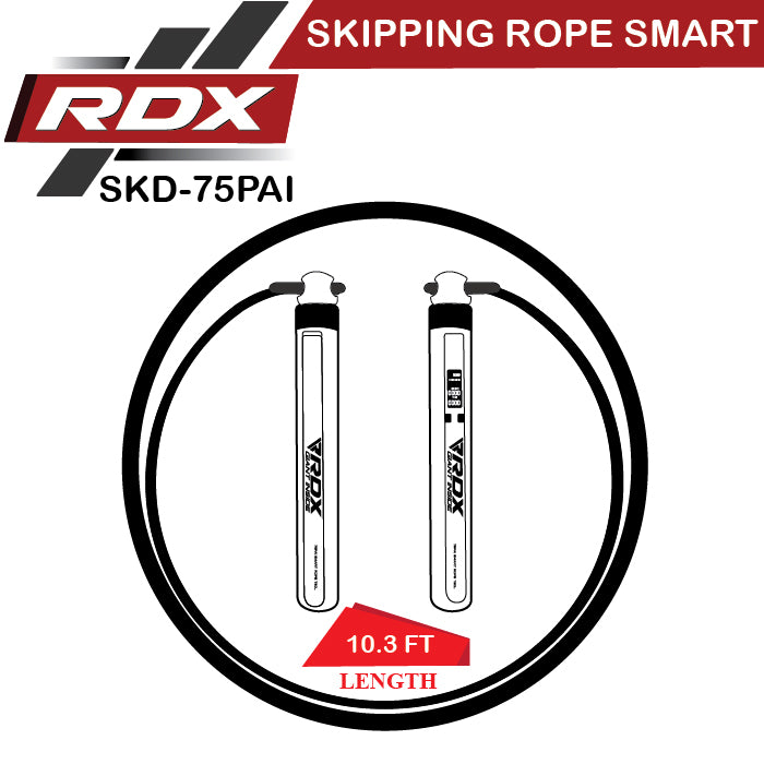 RDX 75P Rechargeable 10.3ft Smart Digital Counter Skipping Rope with USB & App Size Chart