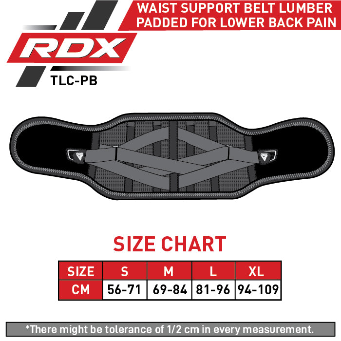 RDX PB Adjustable Waist Support Belt Lumber Padded for Lower Back