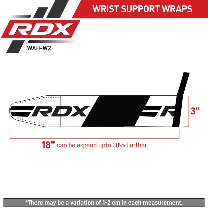 RDX W2 Bodybuilding Wrist Wraps Size Chart