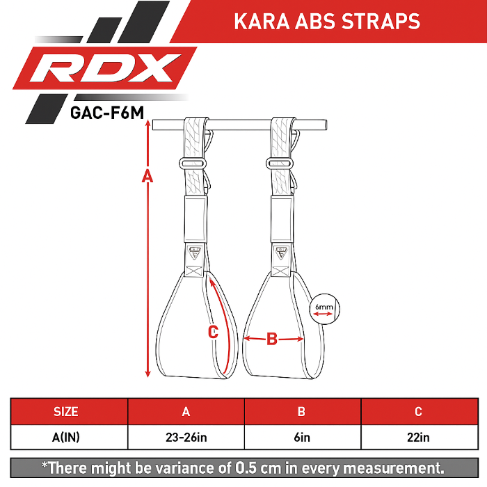 RDX F6 KARA Gym Workout Abs Straps Size Chart