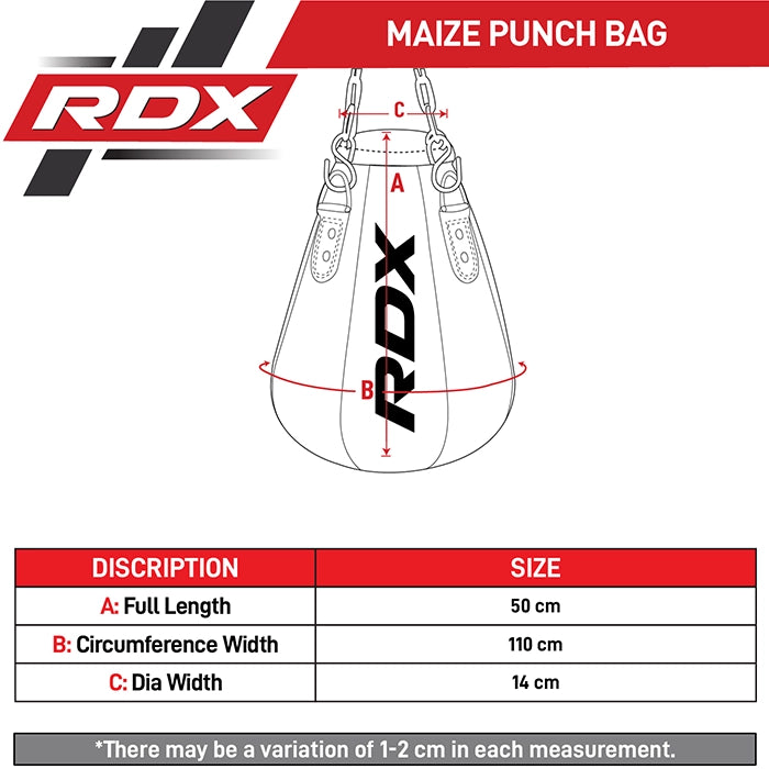 RDX Maize Punch Bag Black Size Chart