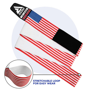 RDX American Flag K1 Elasticated Knee Compression Bandage Wraps Oeko-Tex® Standard 100 Certified