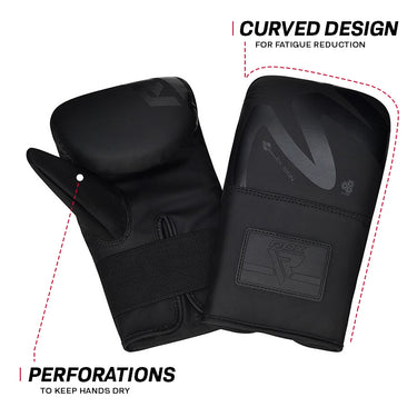 RDX F15 Noir Bag Gloves 4oz Black