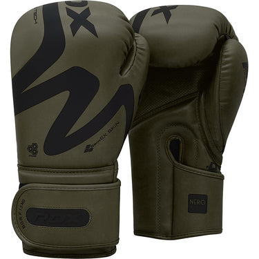 RDX T15 Nero Matte Green Boxing Gloves & Focus Pads