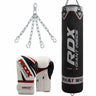 RDX X1 4ft Black Punching Bag & White Boxing Gloves