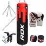 RDX F9 Red 4ft Filled 8pc Punch Bag with 12oz Boxing Gloves