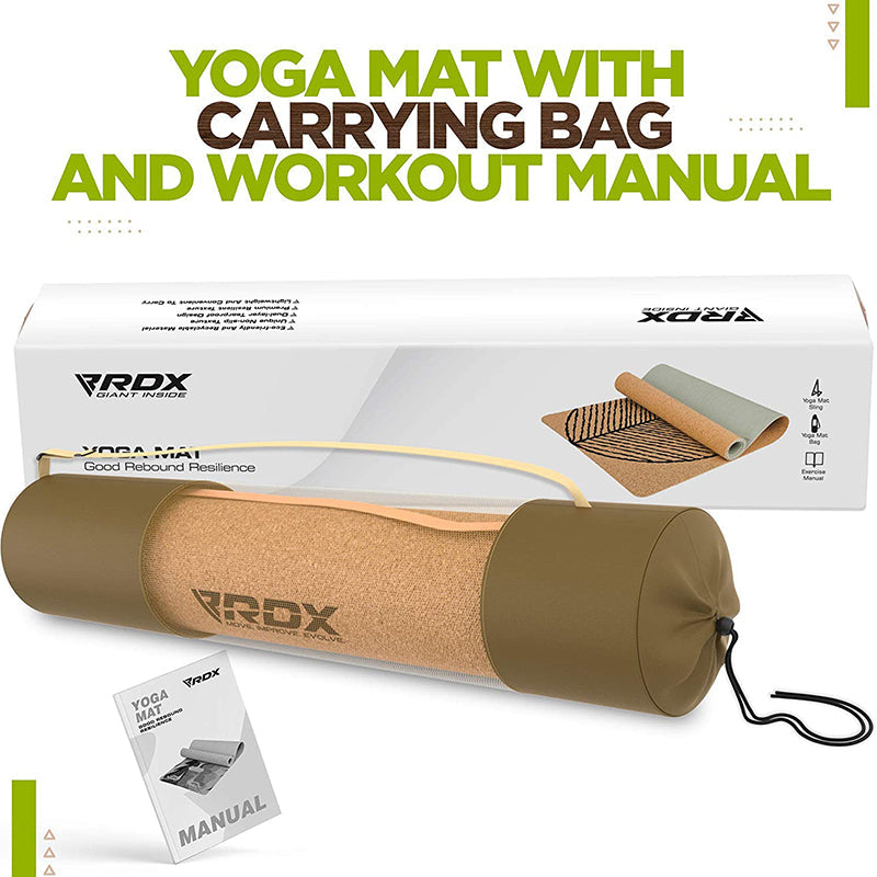 RDX D1 Esterilla de yoga 6mm de corcho natural
