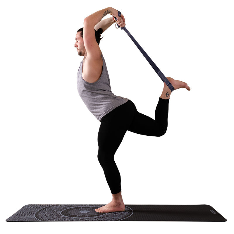 POWRX Yoga Mat TPE with Bag, Cool Grey, Exercise mat for workout