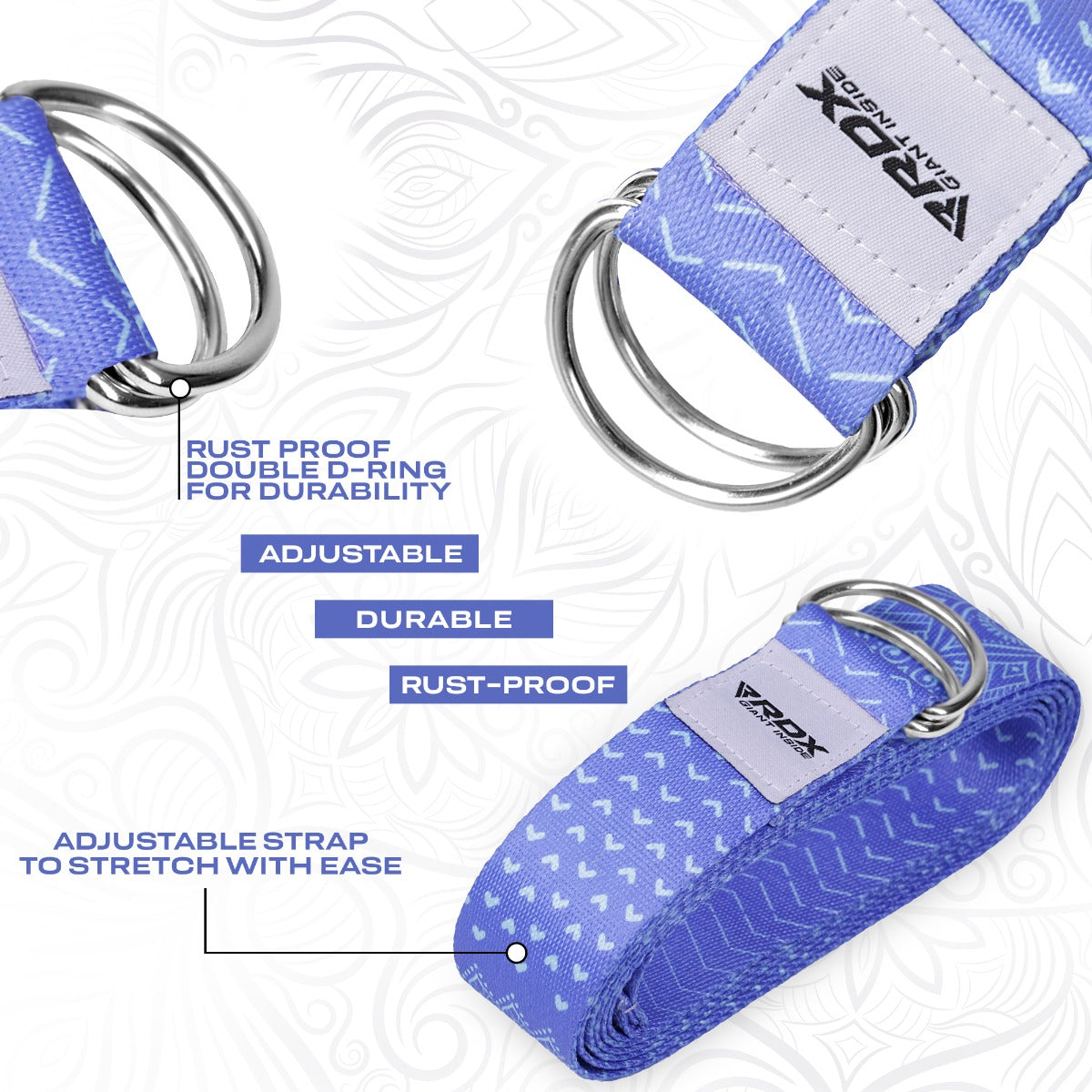 RDX F14 D-Ring Steel Buckle Cotton Yoga Strap – RDX Sports