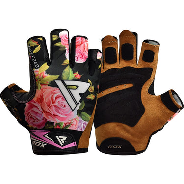 RDX F24 Floral Gym Workout Gloves for Women#color_black