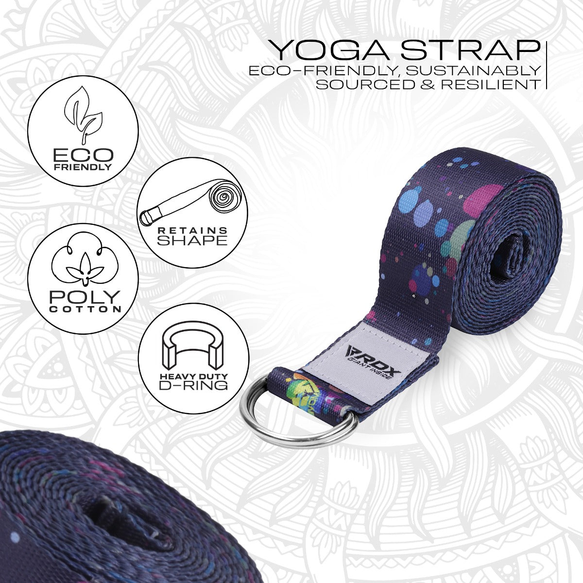 RDX F14 D-Ring Steel Buckle Cotton Yoga Strap – RDX Sports