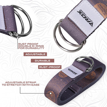 RDX F4 Sangle De Yoga AntidÃ©rapante En Coton Avec Boucle En D En Acier Inoxydable