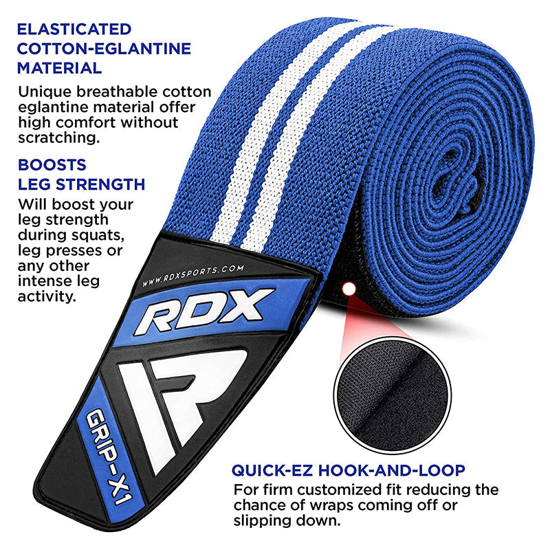 RDX K4 Weightlifting Knee Wraps #color_blue