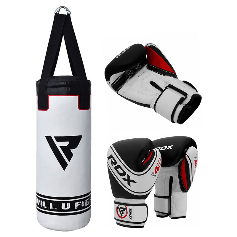 HB Hard Bodies Combo 10-A Synthetic Leather Black Punching Bag, Filled, Boxing  Gloves, Heavy Chain