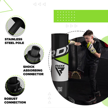 RDX R8 4ft Kids Free Standing Punch Bag Grey With Gloves For Training & Workout Set #color_green