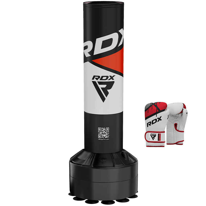 RDX R8 4ft Kids Free Standing Punch Bag Red With Gloves For Training & Workout Set #color_Red