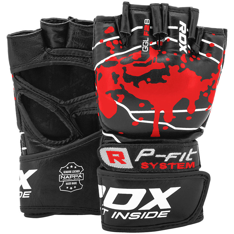 RDX MMA Hybrid Sparring Gloves, Maya Hide Leather, Open Ventilated Palm,  Padded Mitts Martial Arts Kickboxing Muay Thai Training Cage Fighting, Men