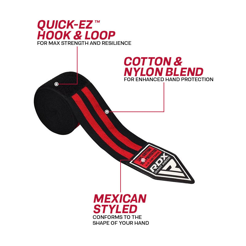 RDX 1B Mexican Style Boxing Hand Wraps#color_red