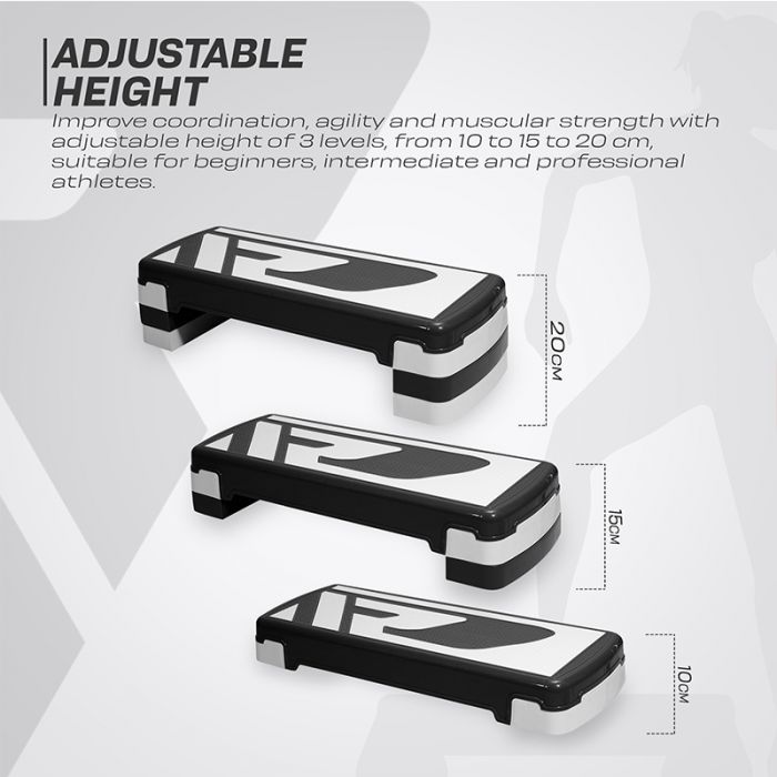RDX 1P 20cm Aerobic Step Platform with 3 Level Risers 5cm Height Each – RDX  Sports