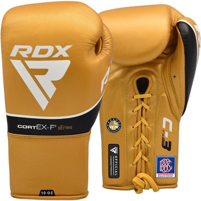 RDX C3 10oz Golden Leather Fight Boxing Gloves  #color_goldenn