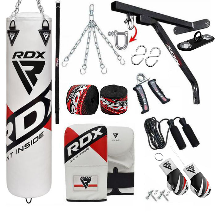 RDX F10 14PC 4ft/5ft Punch Bag with Bag Mitts Home Gym Set-Filled-4 ft-14PC
