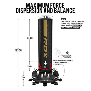 RDX F6 6ft Kara Golden & Black Free Standing Punch Bag With Mitts Set#color_golden