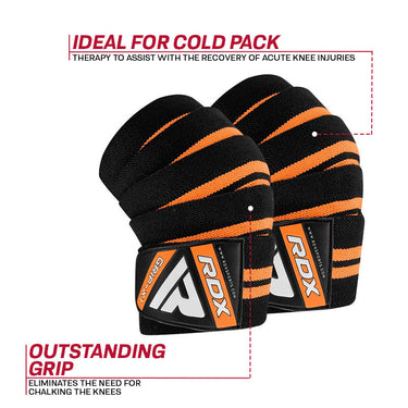 RDX K3 Elasticated Orange Knee Wraps